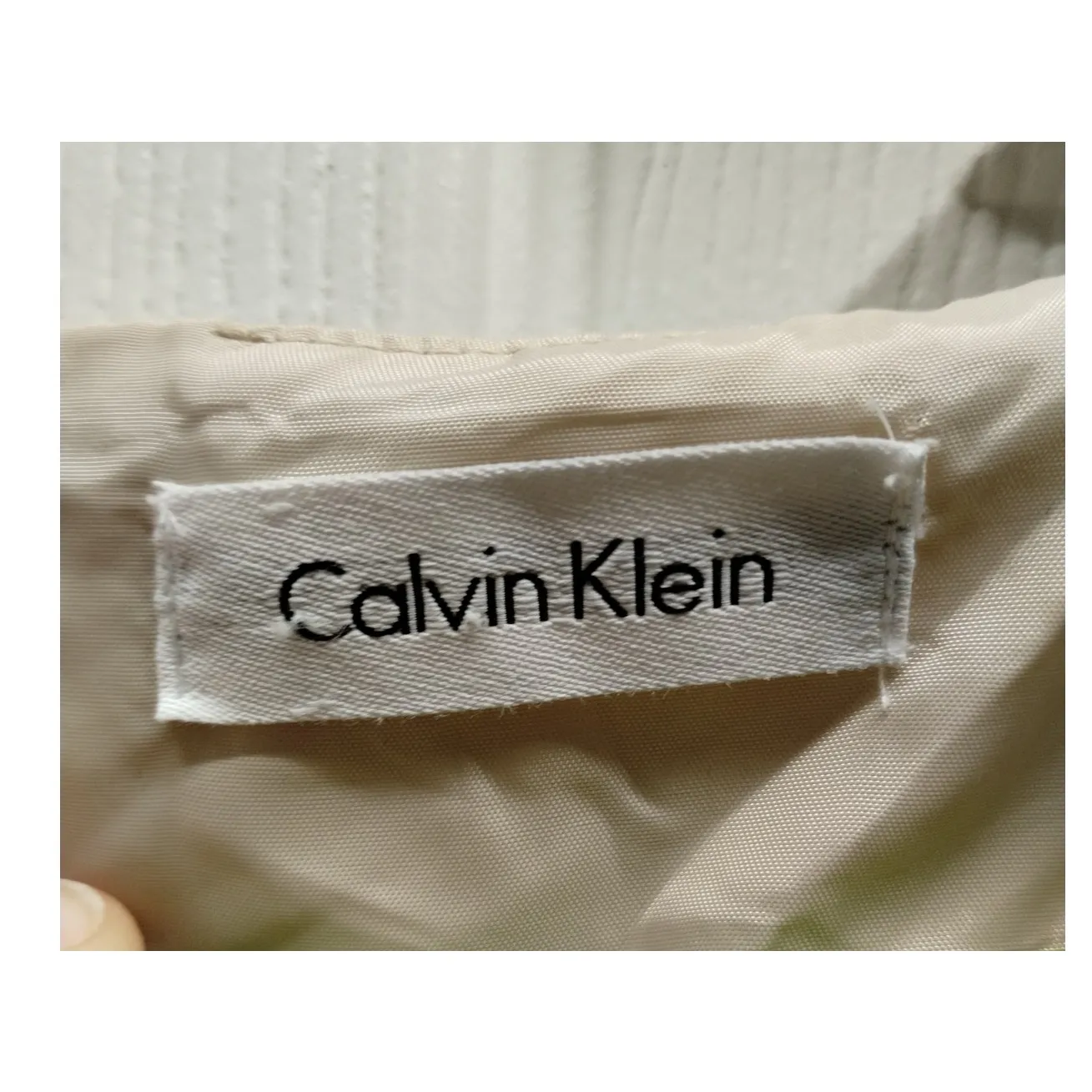 Calvin Klein Women's Size 6 Beige Cowl Neck Cap Sleeve Belted Cocktail Dress - Image 6
