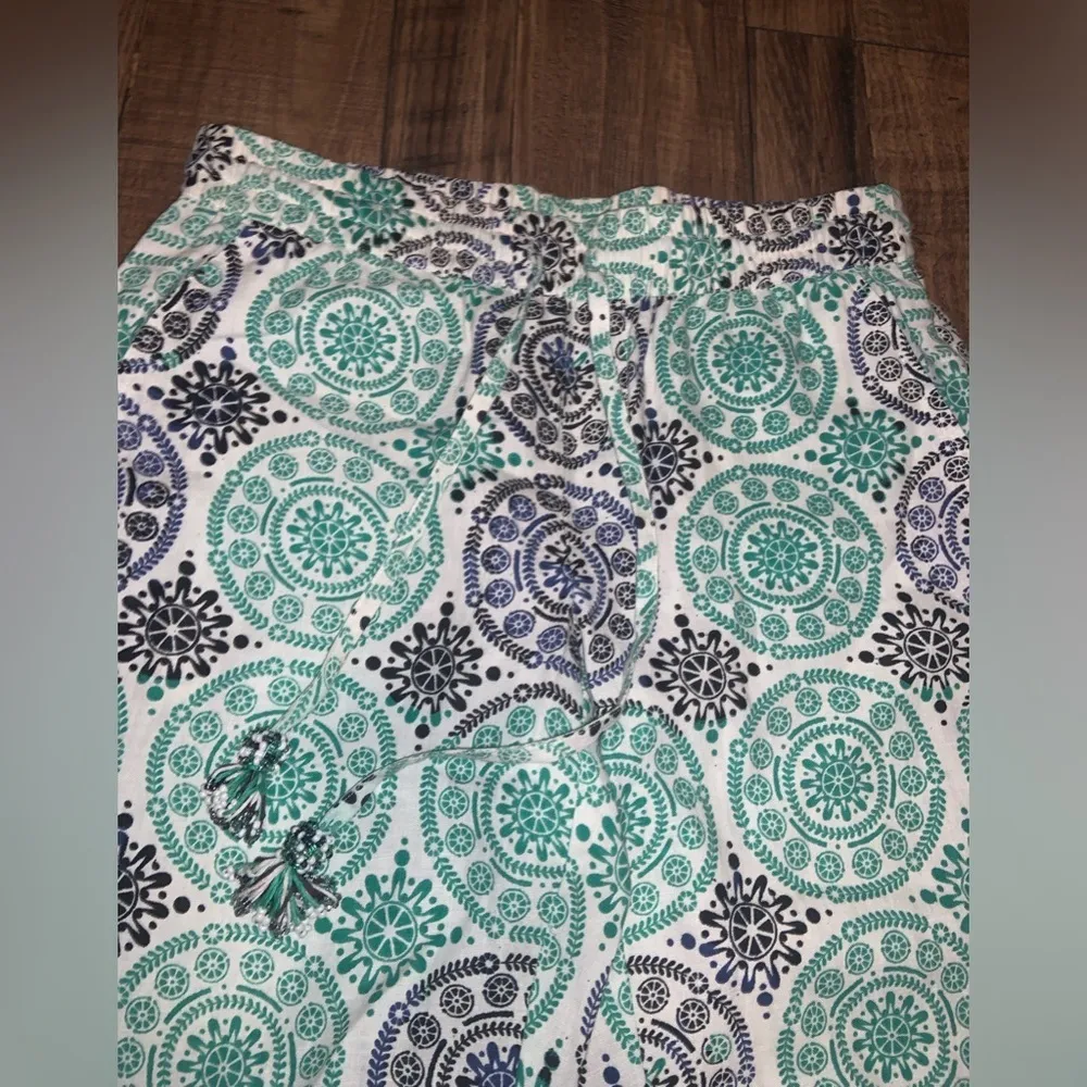 Colima print 100 % linen XS pant calypso St Barthes NWOT 289$ preppy coastal - Image 4