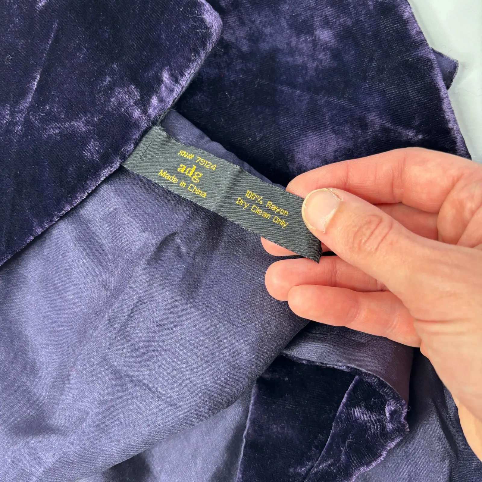 Vintage ADG Womens Velvet Rectangle Scarf Deep Purple Rayon Velour Dark Romantic - Image 3