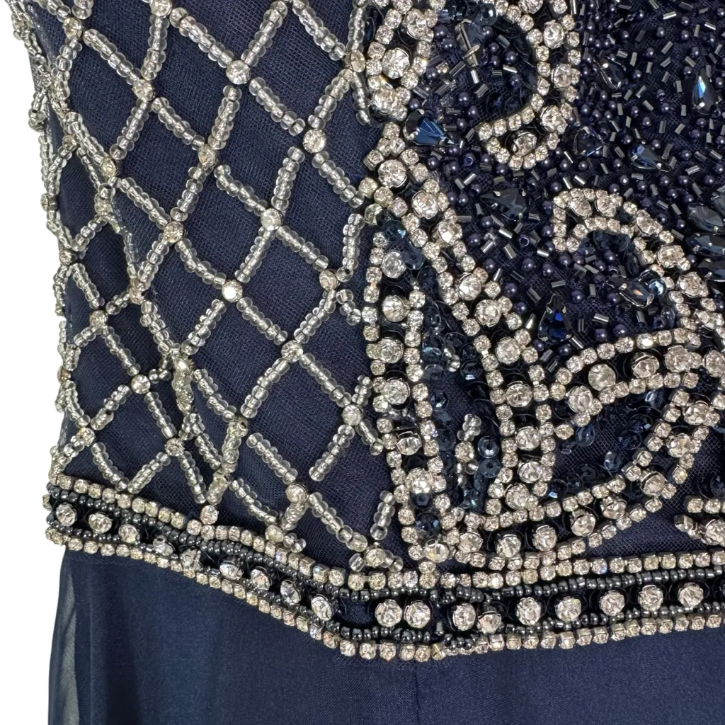 NWT Jovani A-Line Princess Scoop Beaded Long Dress Formal Navy 21030 Size 4 - Image 12