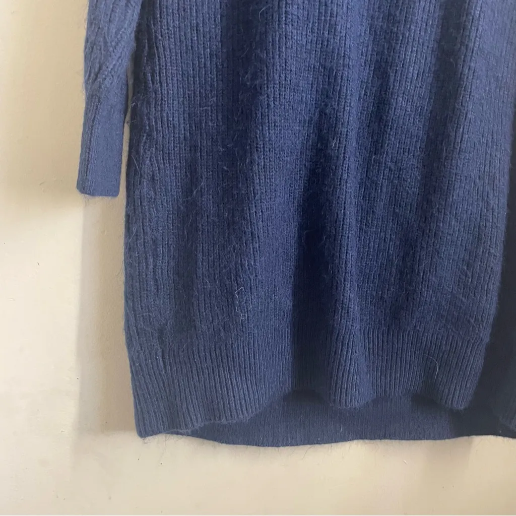 LOFT Navy Cable Knit Half Zip Sweater Dress XL Cozy Cotton Blend - Image 9