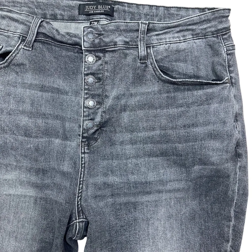 Judy Blue Women's Plus 22W High Waisted Cuffed Button Fly Capri Jeans Grey - Image 4