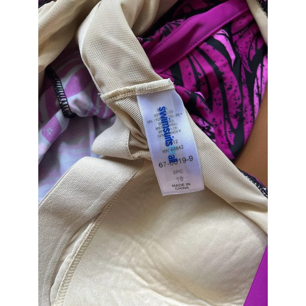 Swimsuits for All Women's Fuchsia Floral V Neck Padded Modest Tankini Top Sz 18 Purple - Image 5