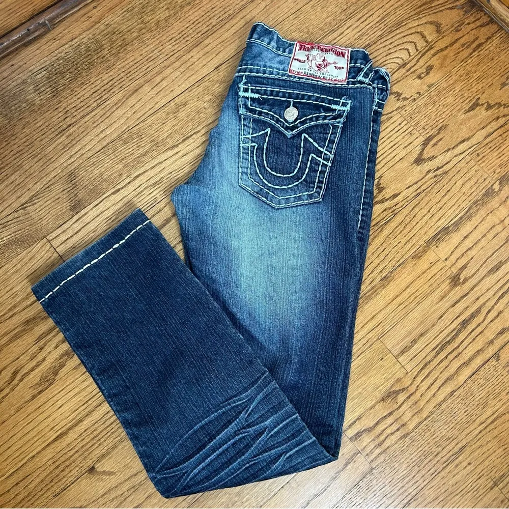True Religion | Rainbow Billy Dark Pipeline Low Rise Denim Jeans Size 31 - Image 3