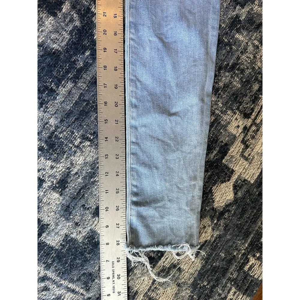 AGOLDE SOPHIE CROP Mid Rise Skinny Ankle Jeans Raw Frayed Hems Light Wash Size25 - Image 8
