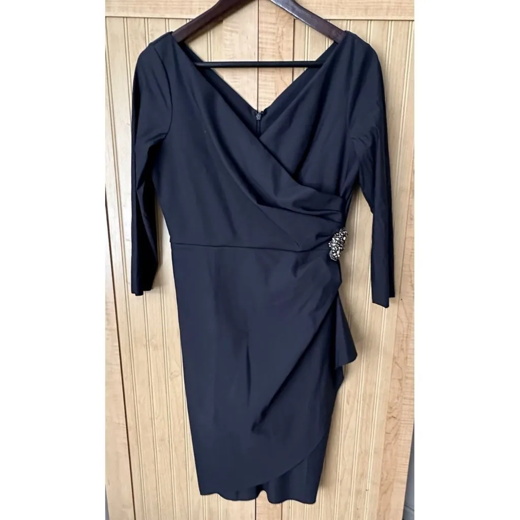 Alex Evenings Scuba Sheath Light Compression Dress 3/4 Sleeve Size 8 Charcoal - Image 2