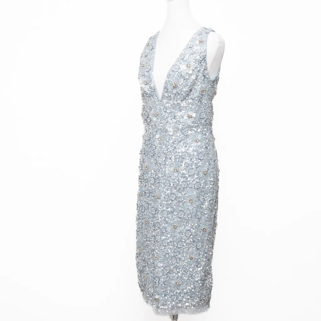 Aidan Mattox - Retro Floral Beaded Cocktail Sheath Dress - Image 10