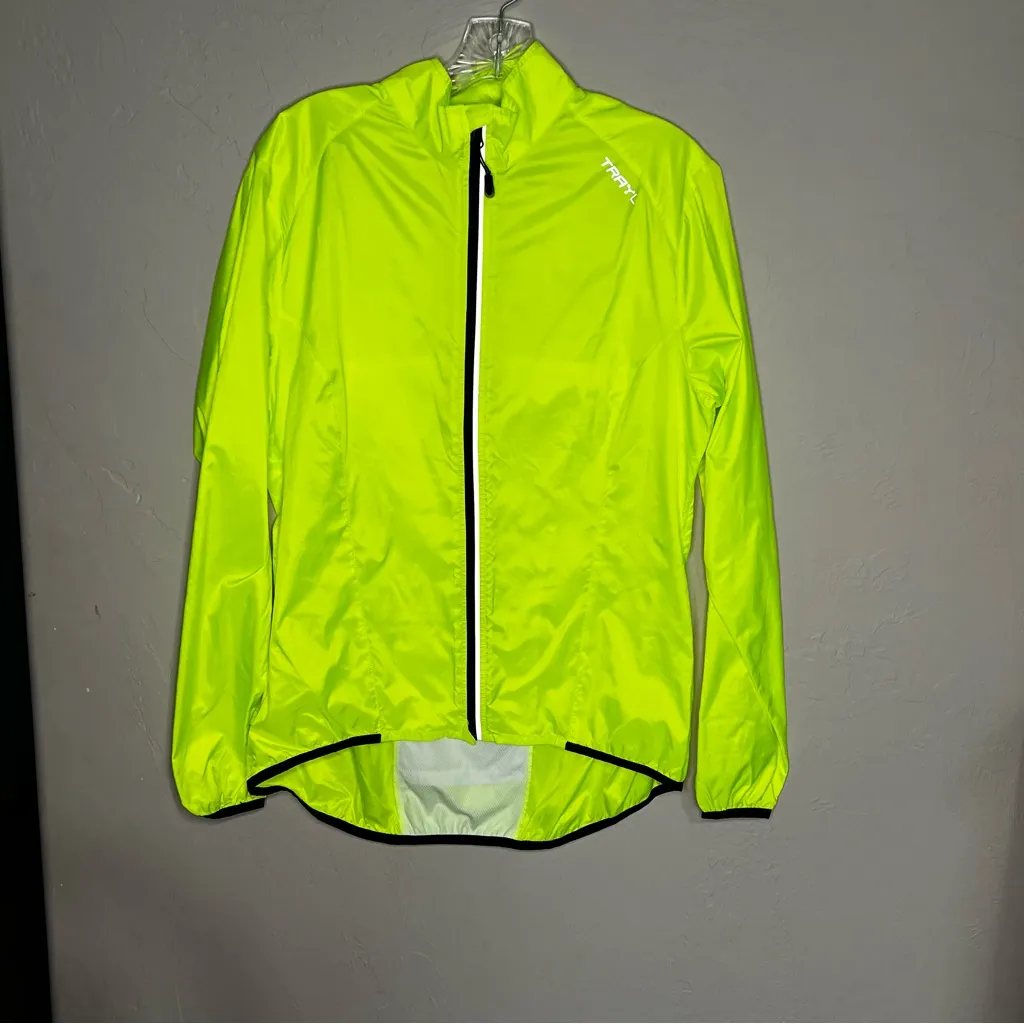 Trayl Women's Highlighter Yellow Cycling Running Windbreaker Packable Jacket Size L - Image 2