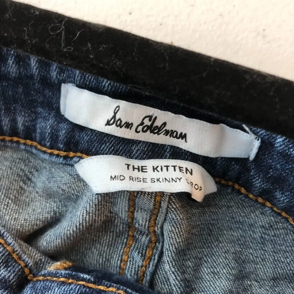 Sam Edelman Women's Jeans The Kitten Mid Rise Skinny Crop Dark Wash Blue 29 - Image 3