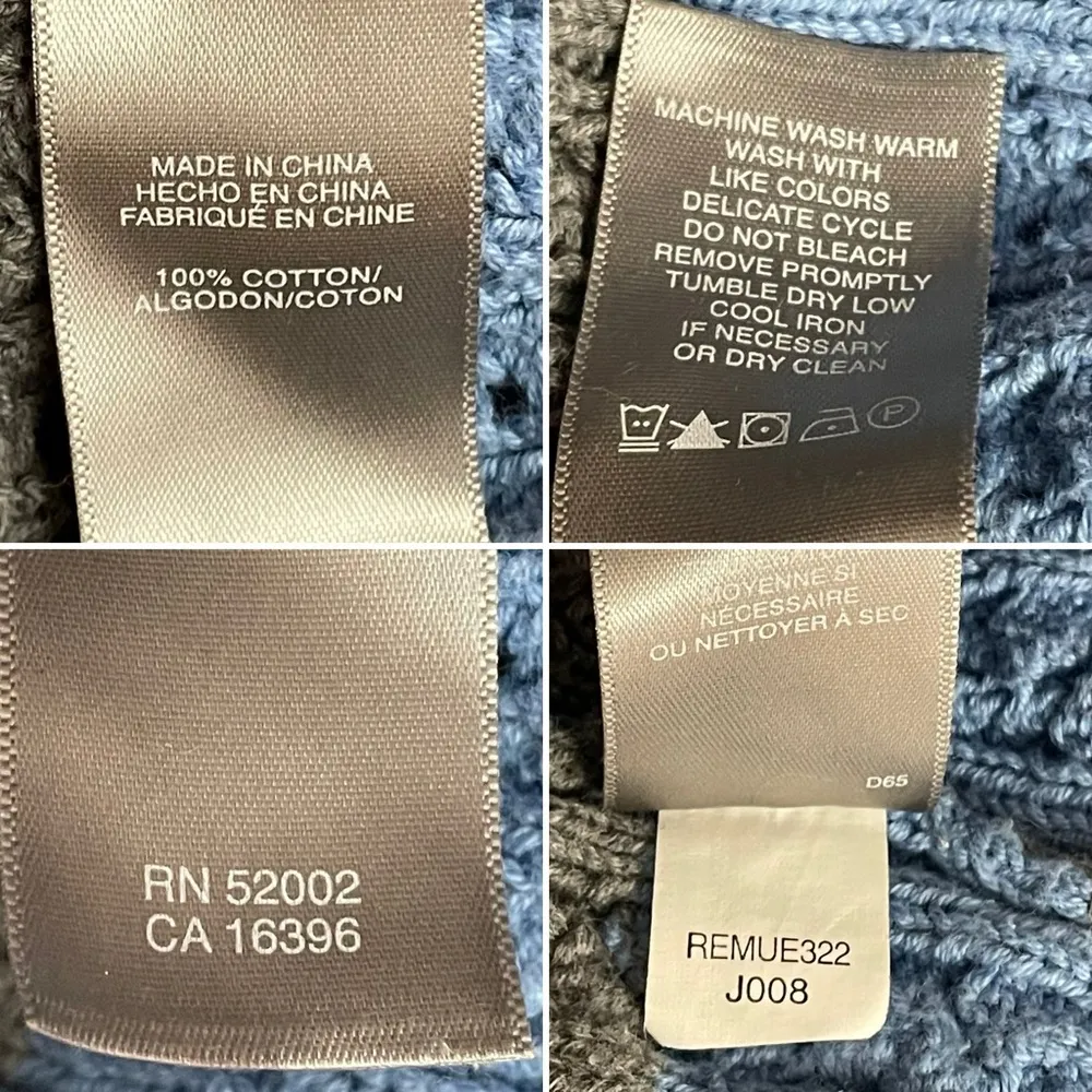 Liz Claiborne Cotton Cable Knit Sweater Size XL Blue Gray Stripe V-Neck VTG - Image 11