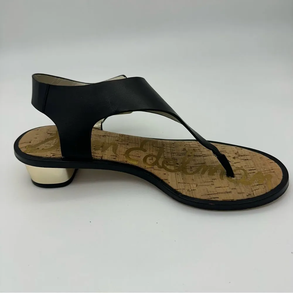 Sam Edelman Tallulah Thong Sandals Women’s 8 Black Leather Block Heel Buckle - Image 5