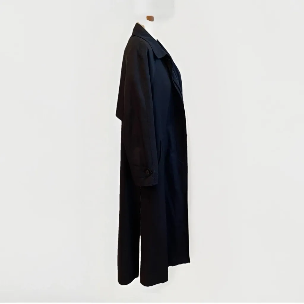 Vintage Women’s Bernardo Black Trench Coat Plaid Lining Rain Hong Kong Size 14 - Image 5