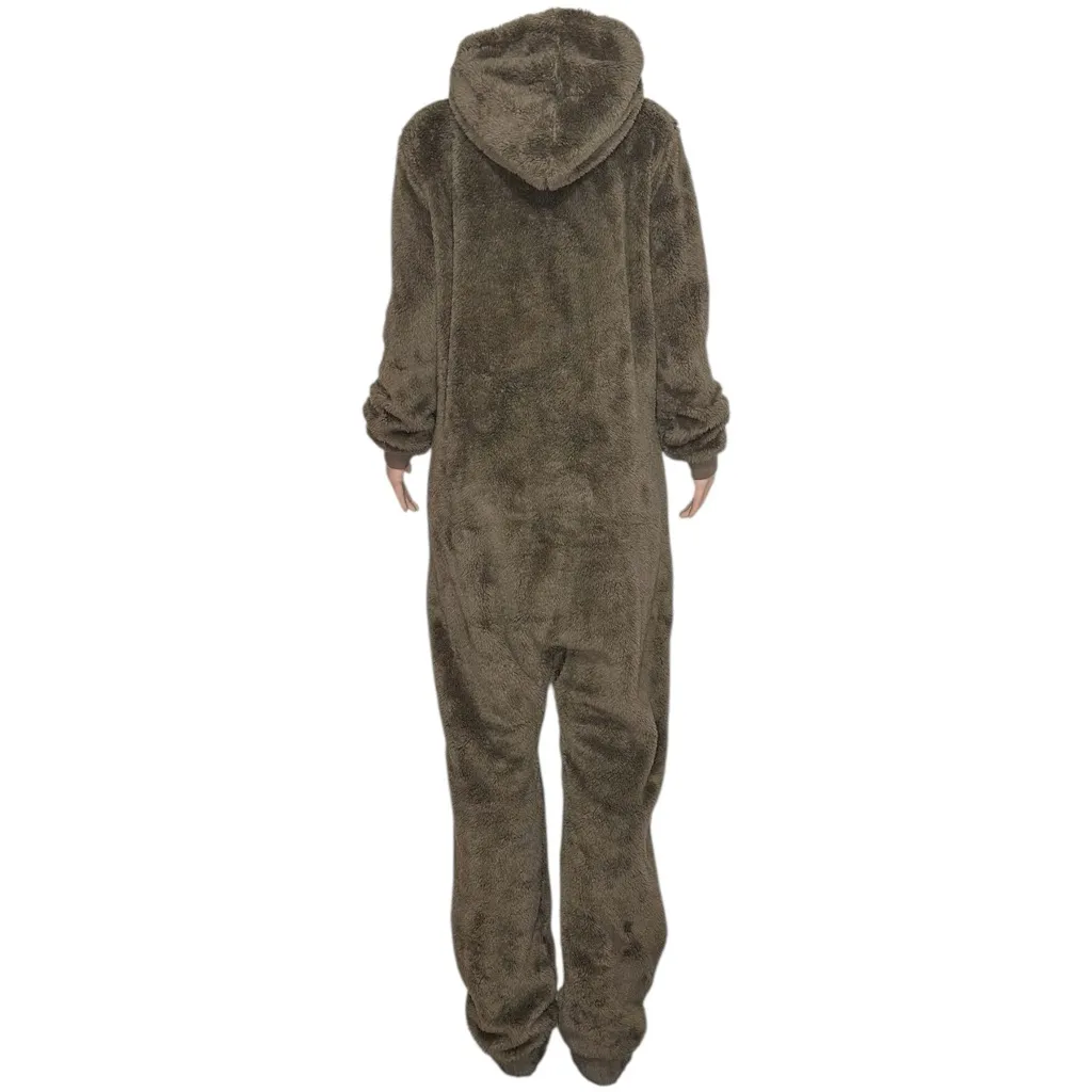 ONEPIECE Puppy Sherpa Jumpsuit, Taupe, Medium Brown - Image 7