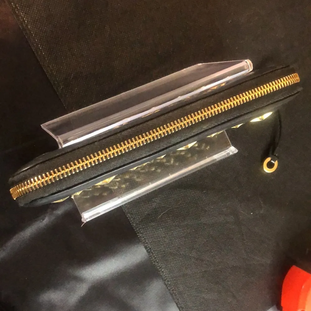 JIMMY CHOO Navy Blue Lambskin and Gold Stars Continental Zip Wallet - Image 11