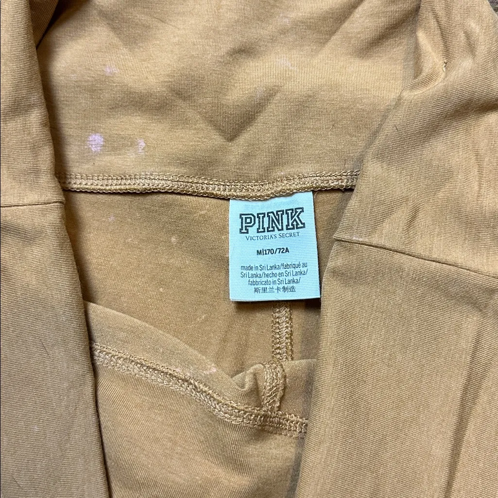 VICTORIAS SECRET PINK BROWN FOLD OVER WAIST FLARE YOGA PANTS SPLIT HEM - Image 4