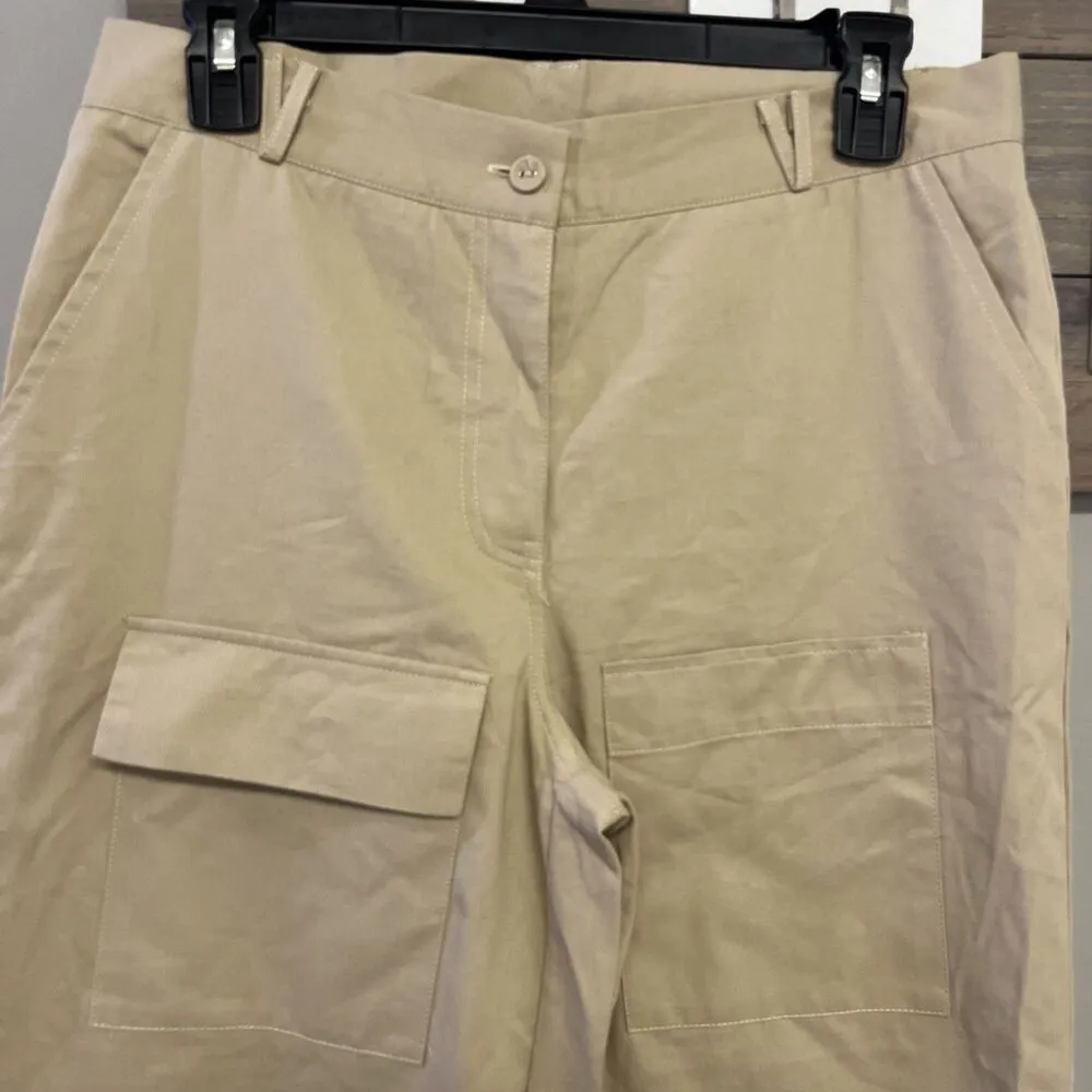 Princess Polly Women’s Beige Cepora Cargo Wide Leg Pants With Pockets- size 4 - Image 2