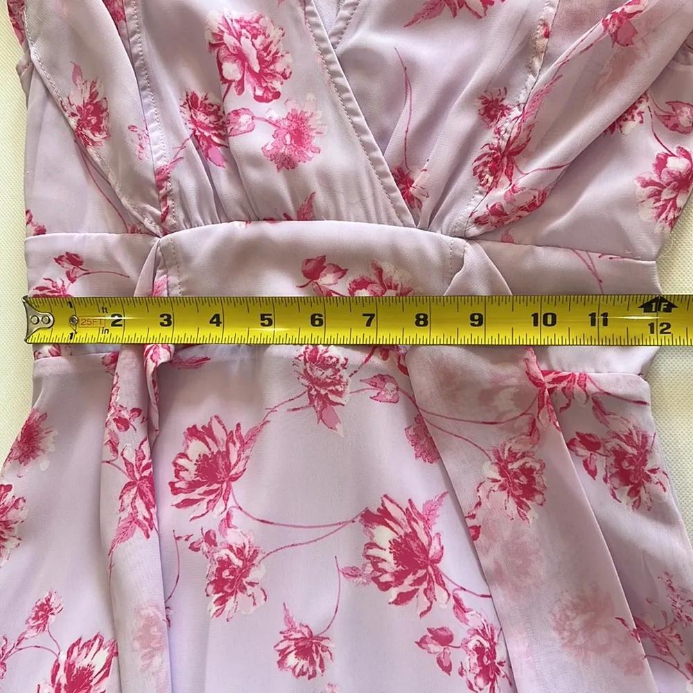 Lulu’s Dearly Loved Lavender Floral Print Flutter Sleeve Maxi Dress Pink Size XS - Image 6