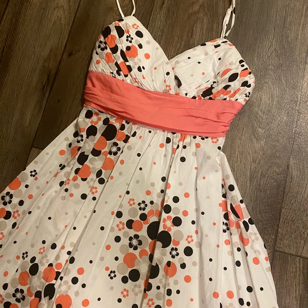 Candie’s Peach Pink Polka Dot Fit & Flare Mini Dress | Summer Cotton | Small - Image 5
