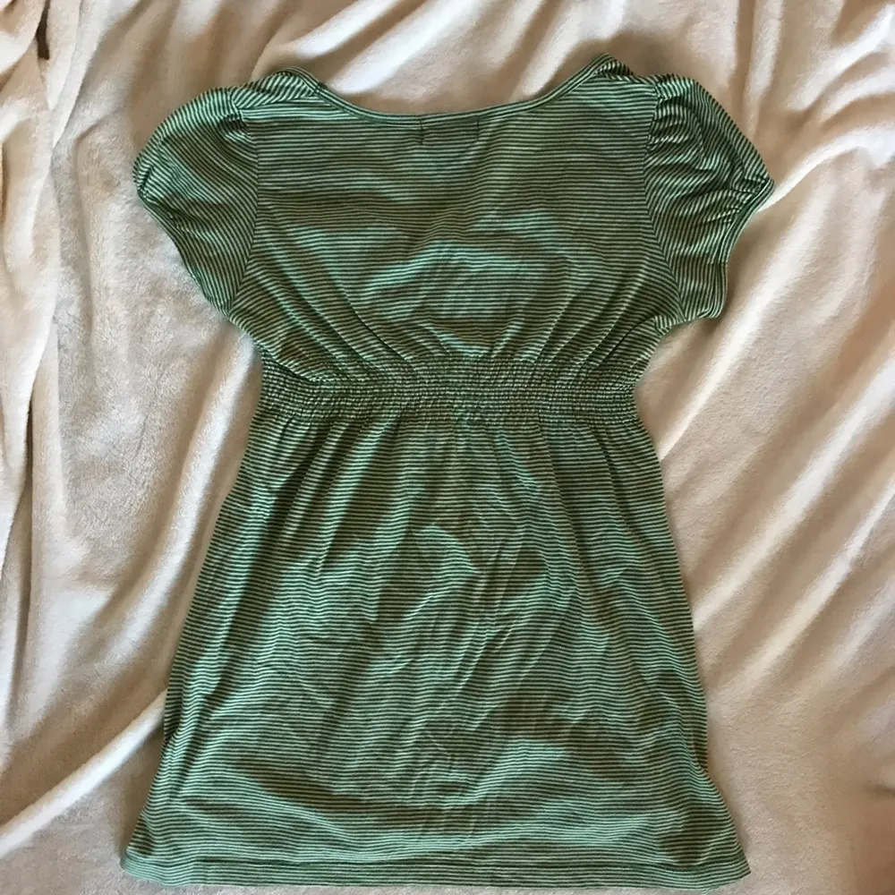 Wet Seal Vintage Green and White Striped Top - Image 2