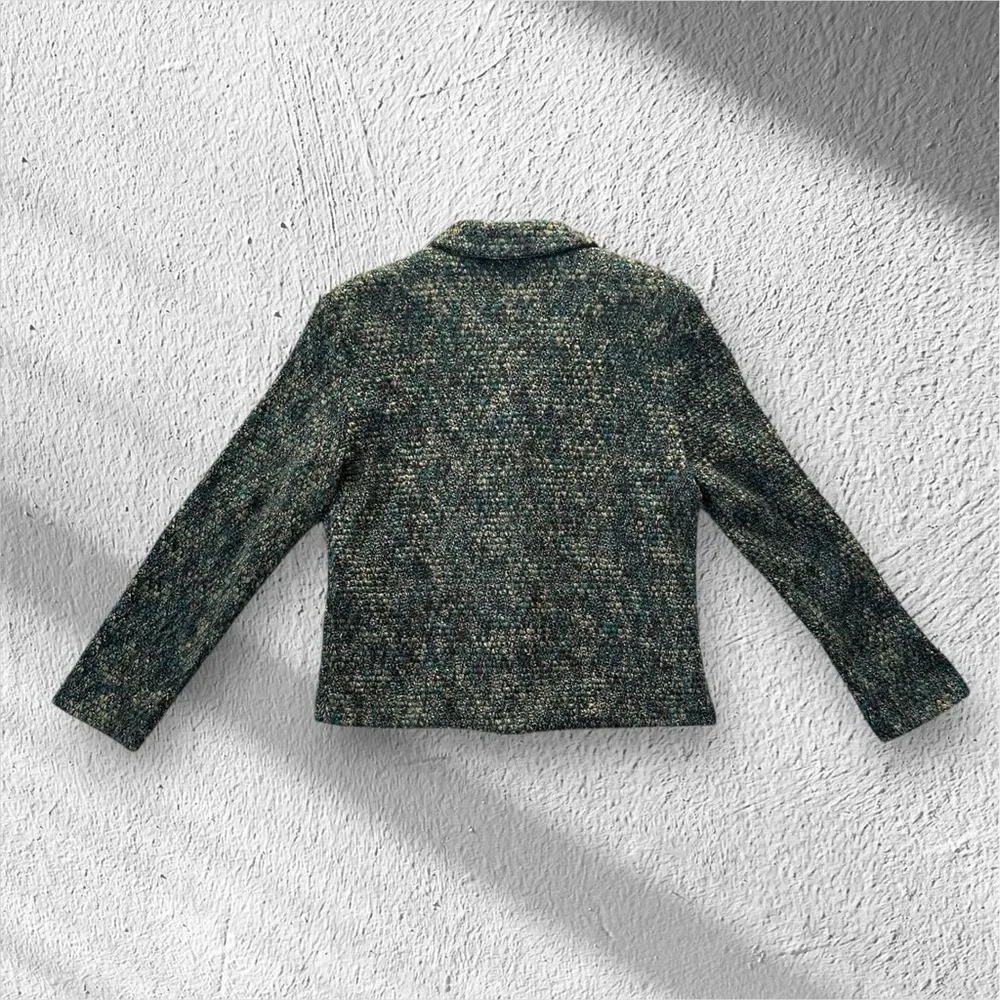 Dressbarn Green, black with hints of yellow tweed blazer with a touch of whimsy - Image 2