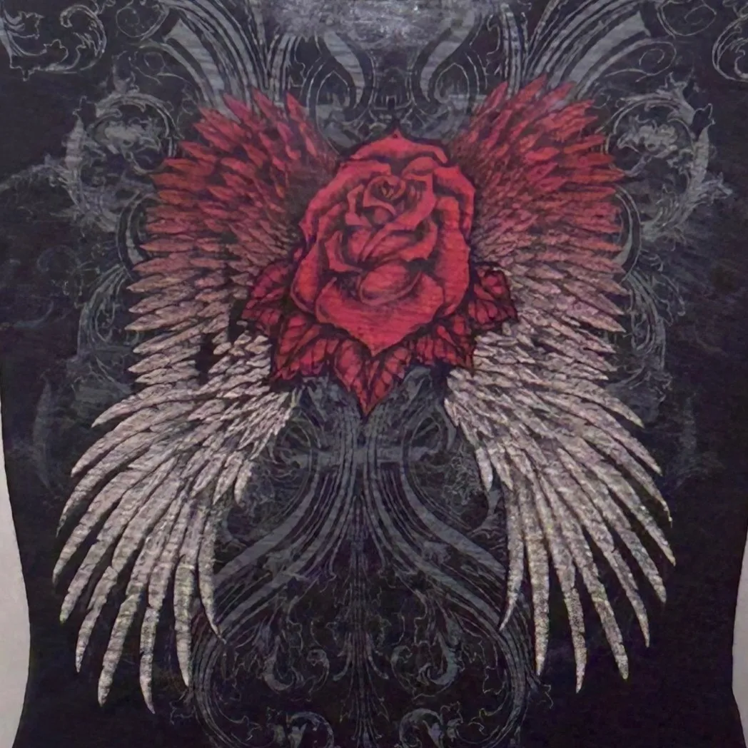 Rebel Saints by Affliction Y2k Gothic Shirt Black Medium - Image 3