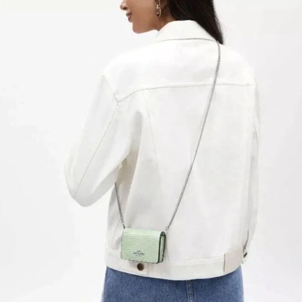 Coach Green Mini Wallet On A Chain Soft Leather NWT $198 - Image 5