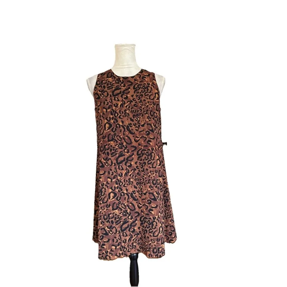 Jones New York Size 8P Leopard Print Dress Sleeveless A-Line Office Casual Basic - Image 8