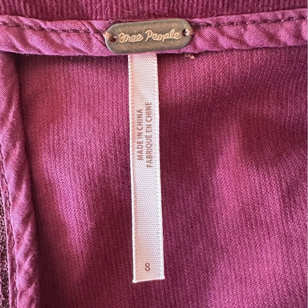 Free People Corduroy Mini Skirt Women’s 8 Maroon Burgundy Classic Cozy Fall - Image 5