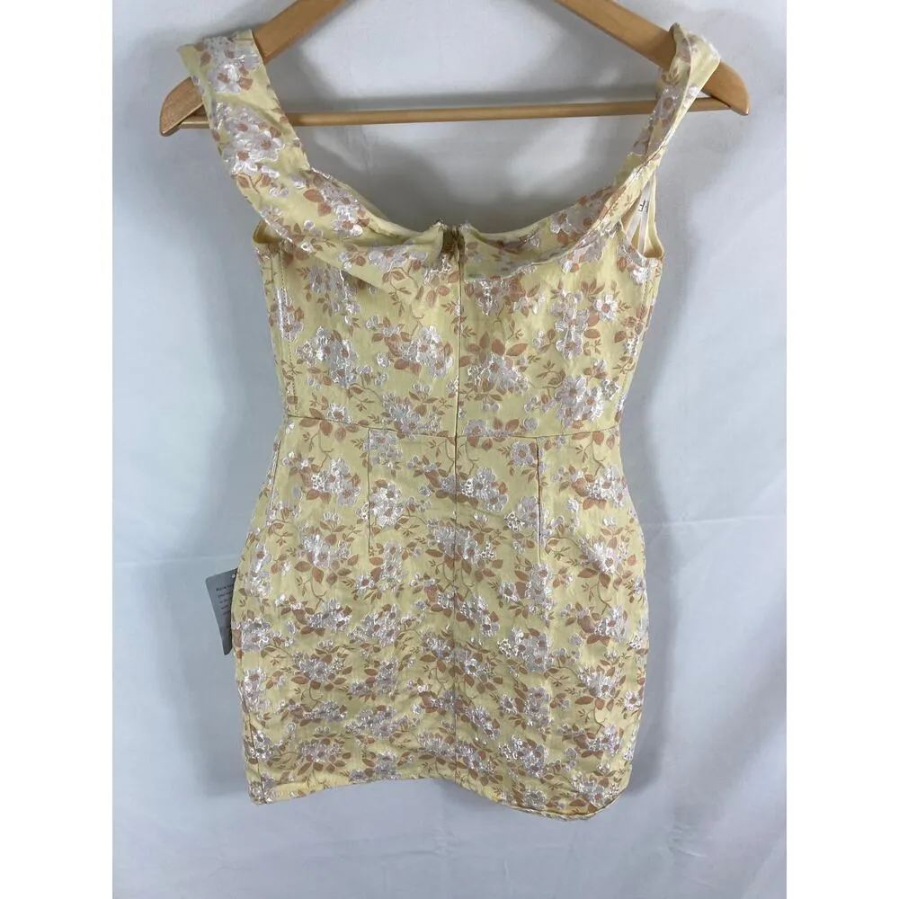 NWT Lulus Favorite Song Yellow Jacquard Off Shoulder Mini Dress Size XS - Image 5