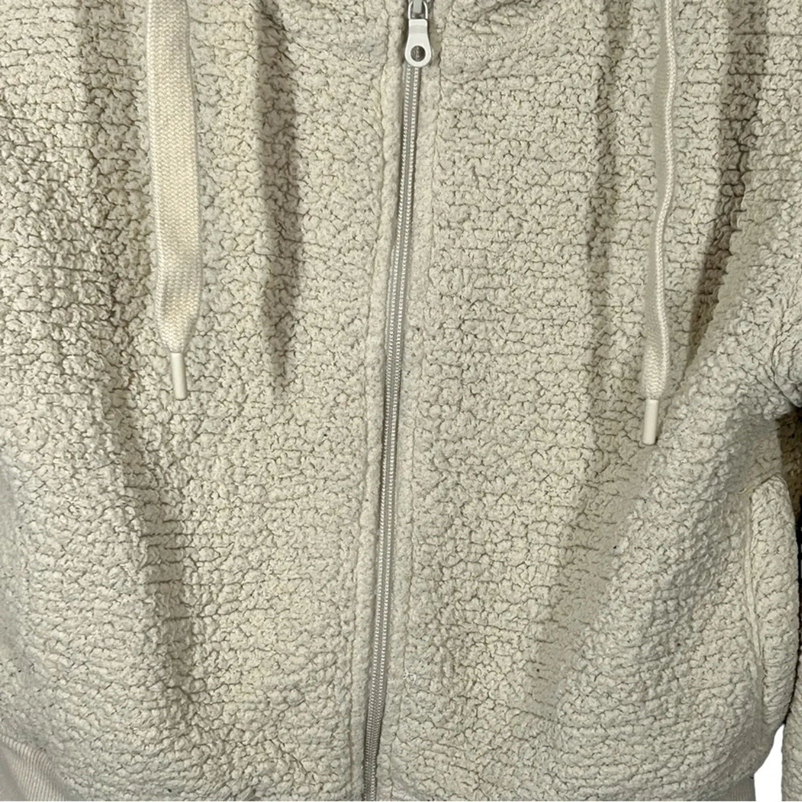 Aerie Offline Oatmeal Cream Sherpa Hoodie Jacket – Size Small Cozy Teddy - Image 5