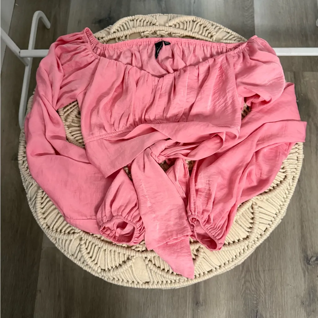 Windsor  Coral Off-Shoulder Blouse with Tie-Front - Image 6