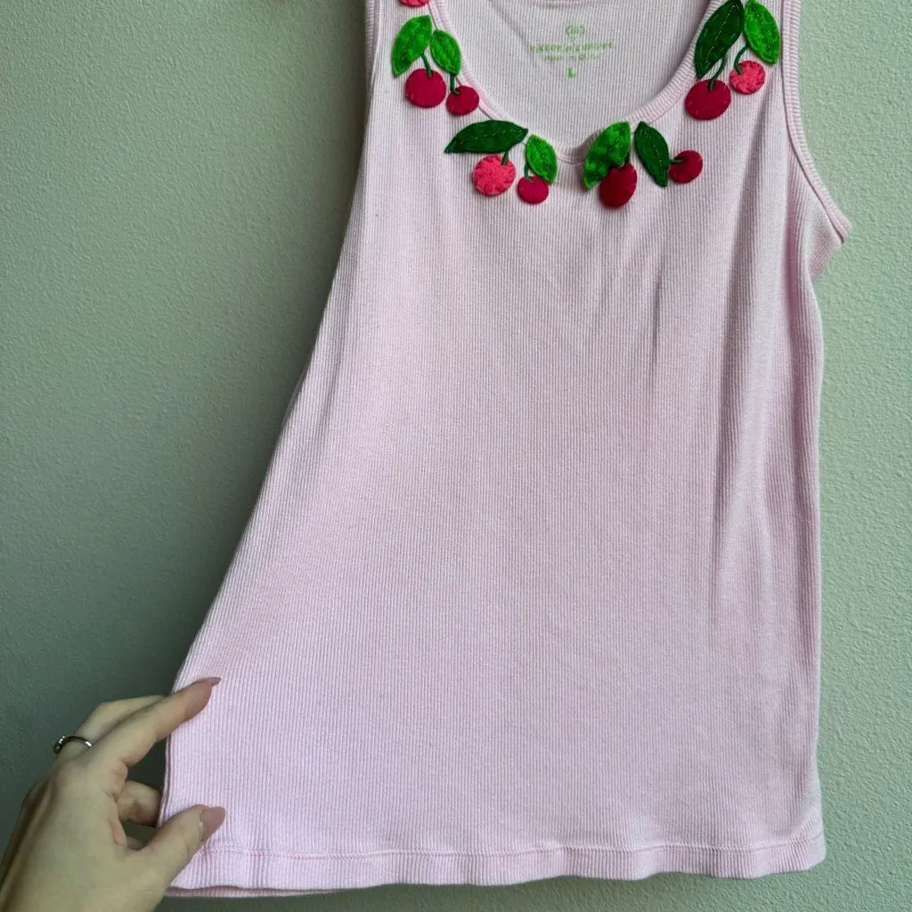 Y2K Victorias Secret Cherry Trim Babydoll Cami Top Size Large Fairy Coquette - Image 4