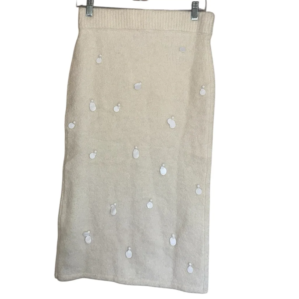 NWT Zara Beaded SEQUIN ALPACA BLEND KNIT SKIRT Midi Bloggers Fave - Image 12
