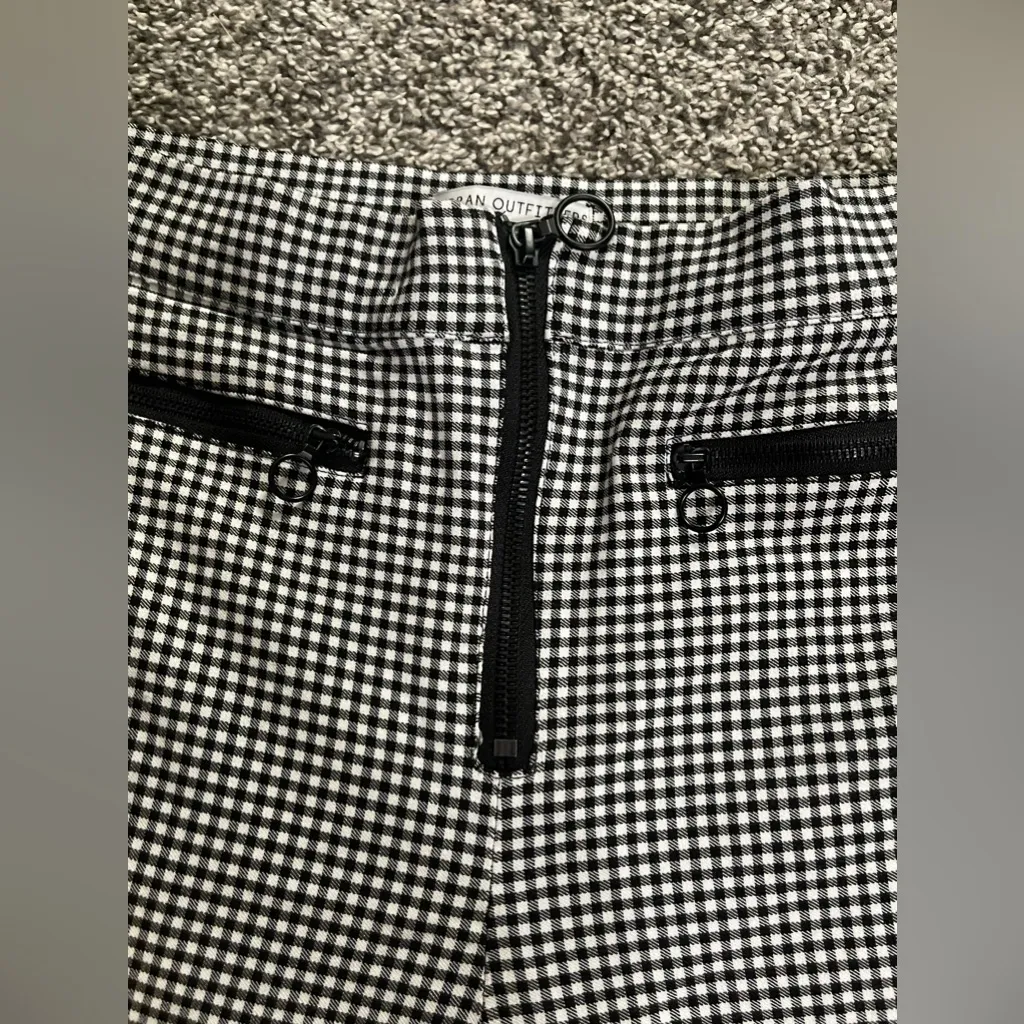 Urban outfitters black white Susie gingham plaid hi rise skinny Zip up pants 6 - Image 5