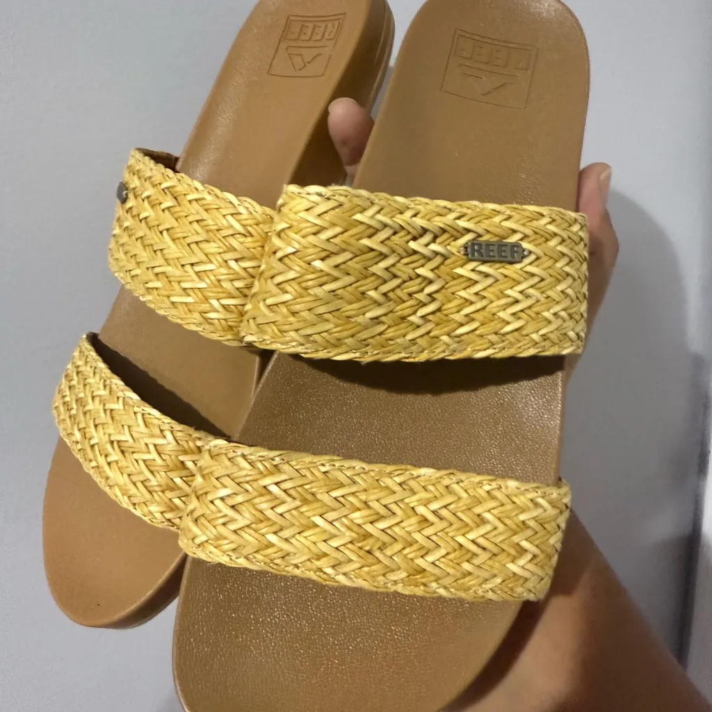 Reef Women’s Size 8 Cushion Vista Braid Sandals Natural Woven Low Slide Summer G - Image 2