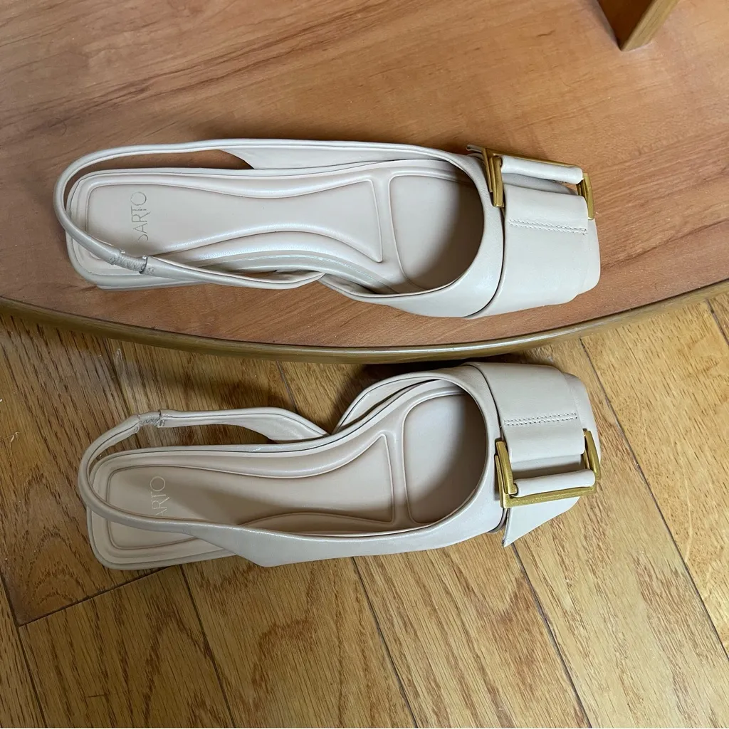 Franco Sarto Women's Classic Leather Ballet Flat Sling Backs Beige Sz 8 - Image 5