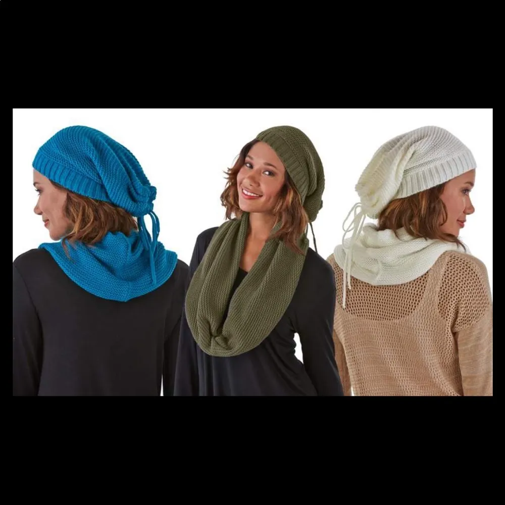 Sociology Brown Drawstring Hat &Infinity Scarf Set - Image 4