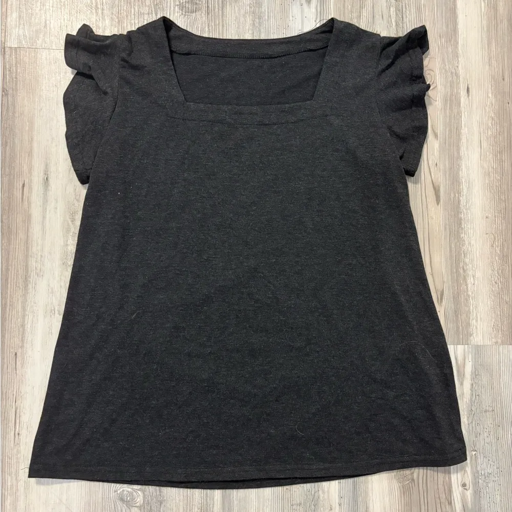 Charcoal square neck ruffle sleeve top #ruffles size medium - Image 4