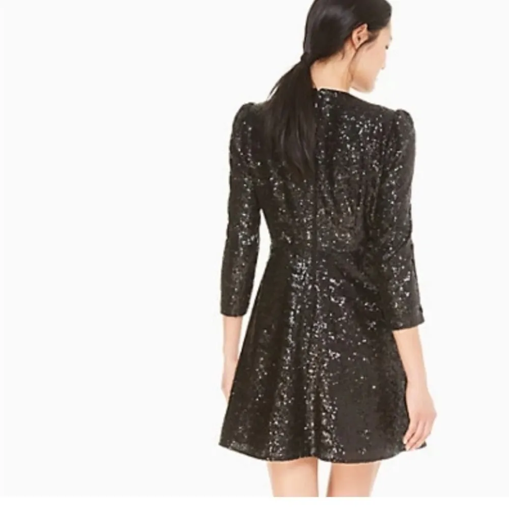 Kate Spade sequin dress black plunging neckline size 2 - Image 3