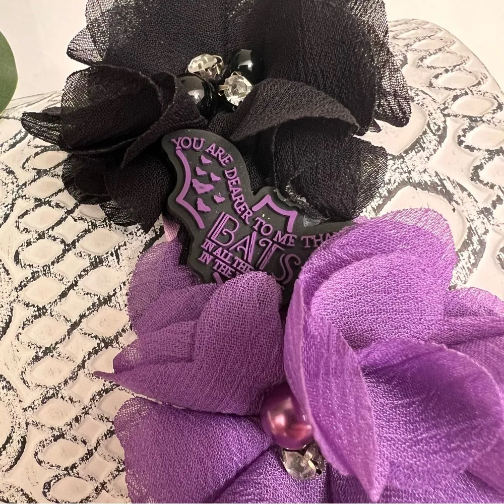 Wednesday Addams Family headband clips  purple black girls women - Image 5