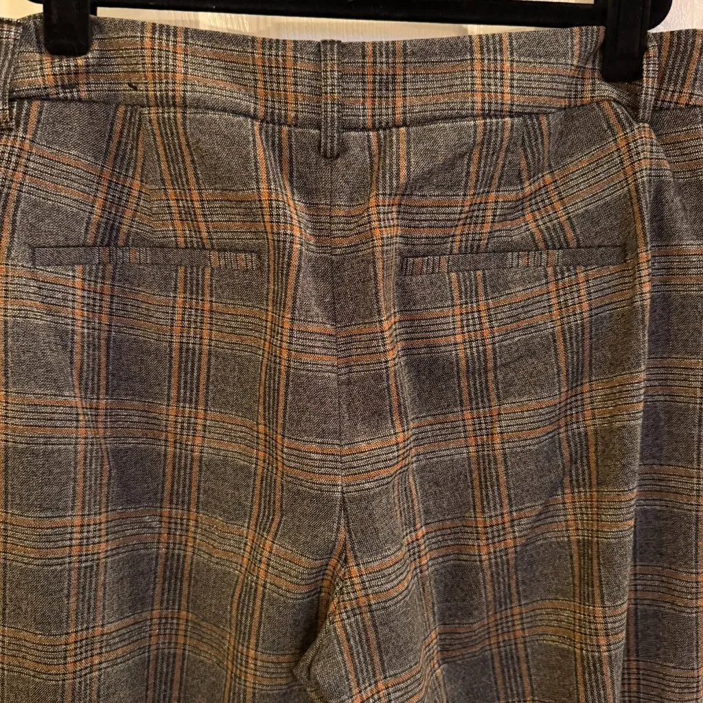 Express Editor Relaxed Trouser Pants Plaid Grey Orange Silver 12S Wide Leg - Image 5