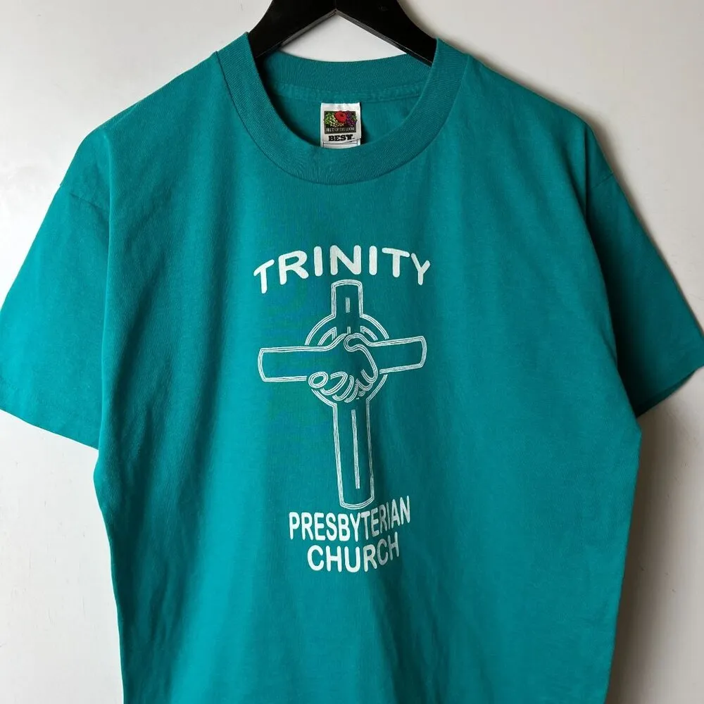 Trinity Presbyterian Church T Shirt Vintage 90s Medium M Blue Graphic Tee Size L - Image 11
