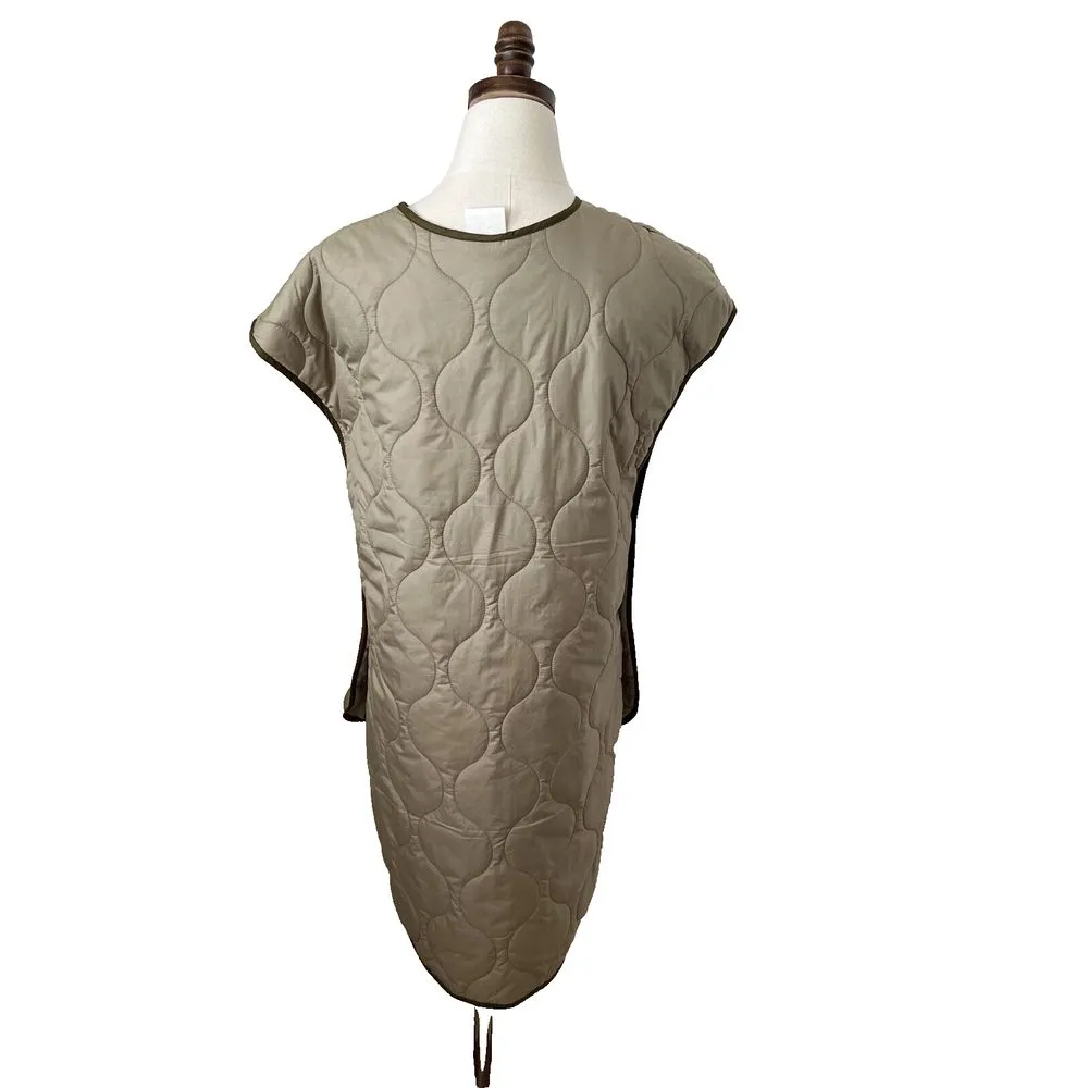 H&M Quilted Oversized‎ Longline Puffer Vest Khaki Green Size XS/S Runs Big - Image 5