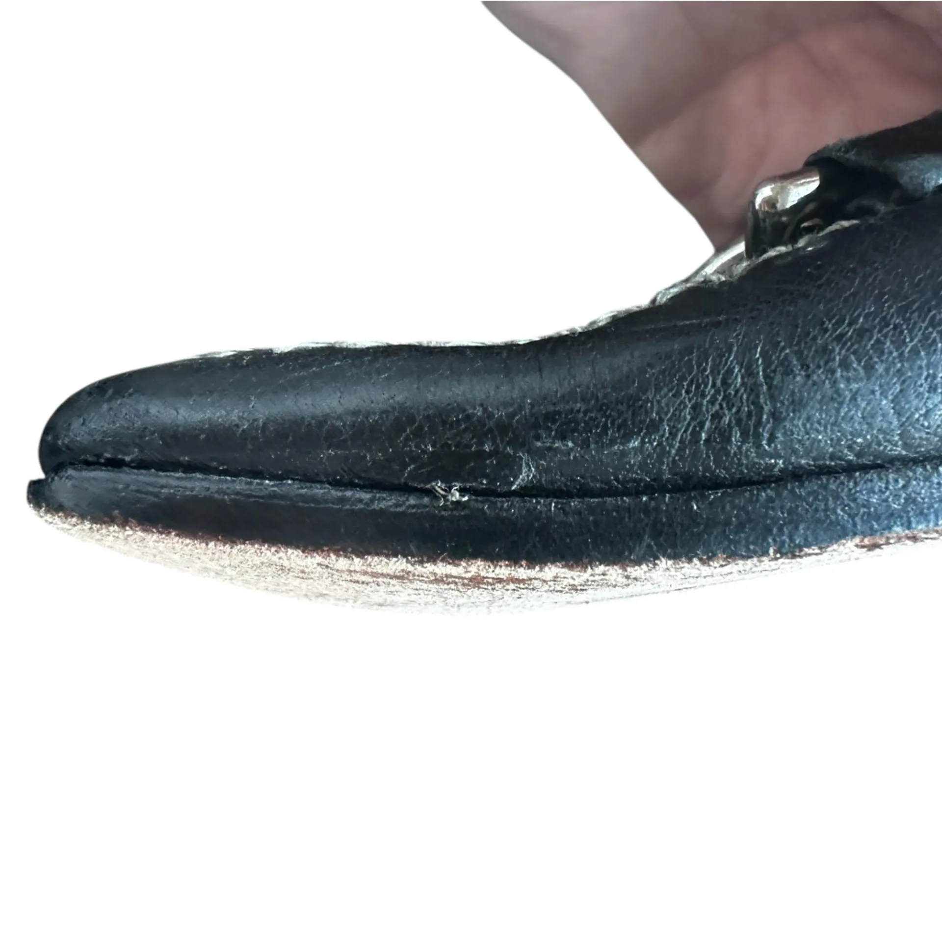 PRADA Black Leather Chain Link Loafer Moccasin Flats (35) - Image 15