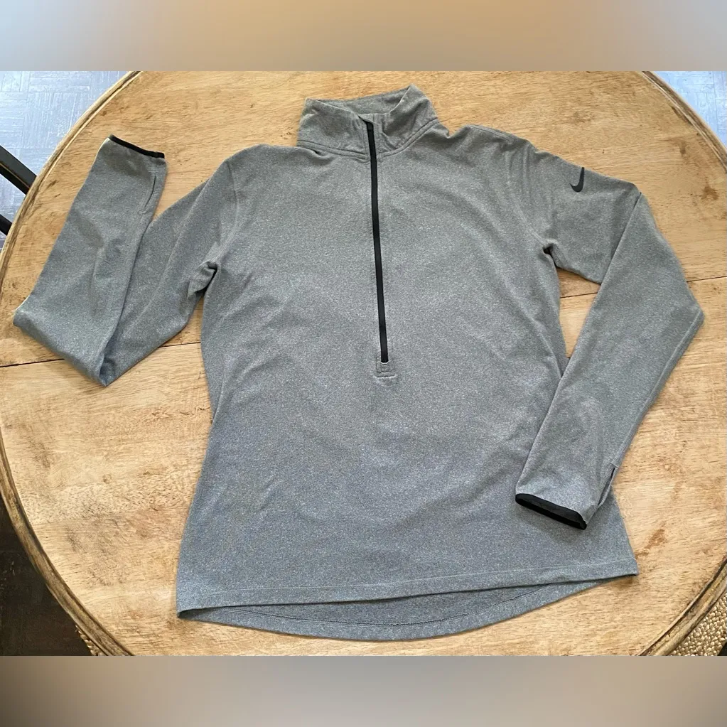 Nike Pro Dri Fit Hyperwarm Women’s Sz XL‎ Gray Fitted Half Zip 3.0 Pullover - Image 2