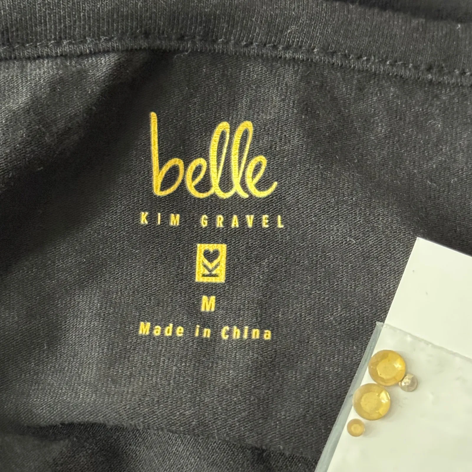 Belle Kim Gravel Blouse M Black Studded Cold Shoulder Tunic Top Embellished Size M - Image 5