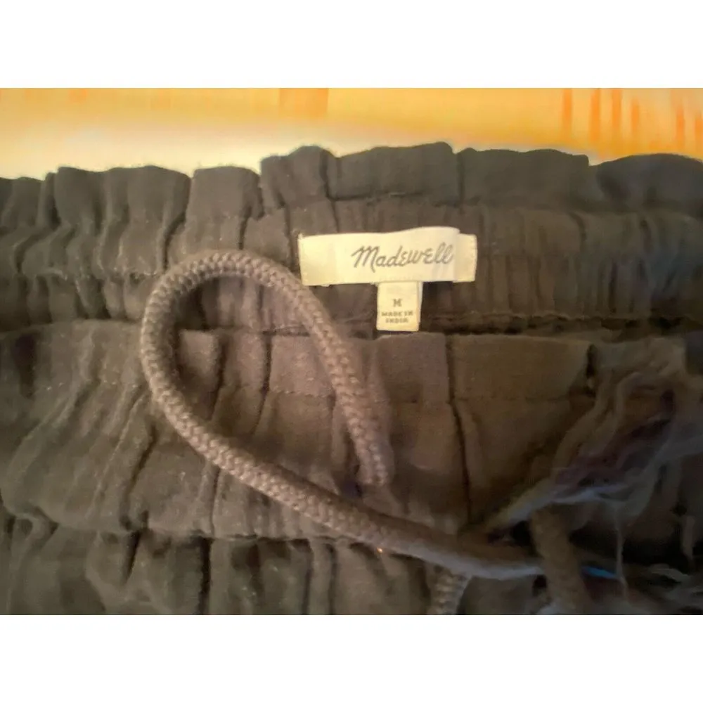 MADEWELL Women's Pants Tapered Pull-On‎ Crop Medium Relaxed Drawstring Black - Image 5