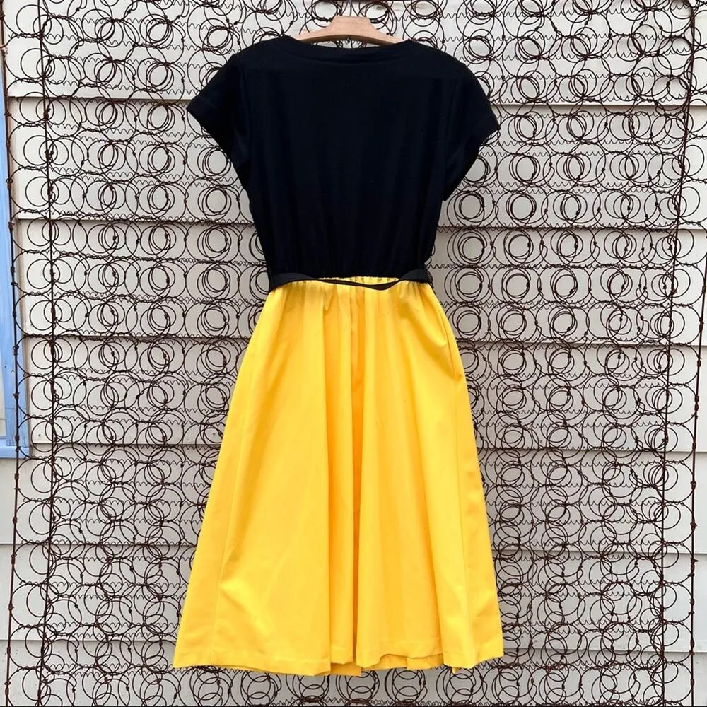 Vintage 60s Toni Todd black and yellow dress 8 Size M - Image 3