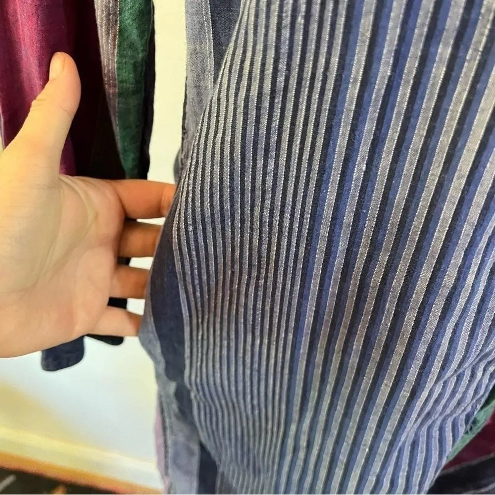 Vintage Middy&Co Striped Multicolor 100% Cotton Button Up Shirt Dress Sz M Blue Size M - Image 5