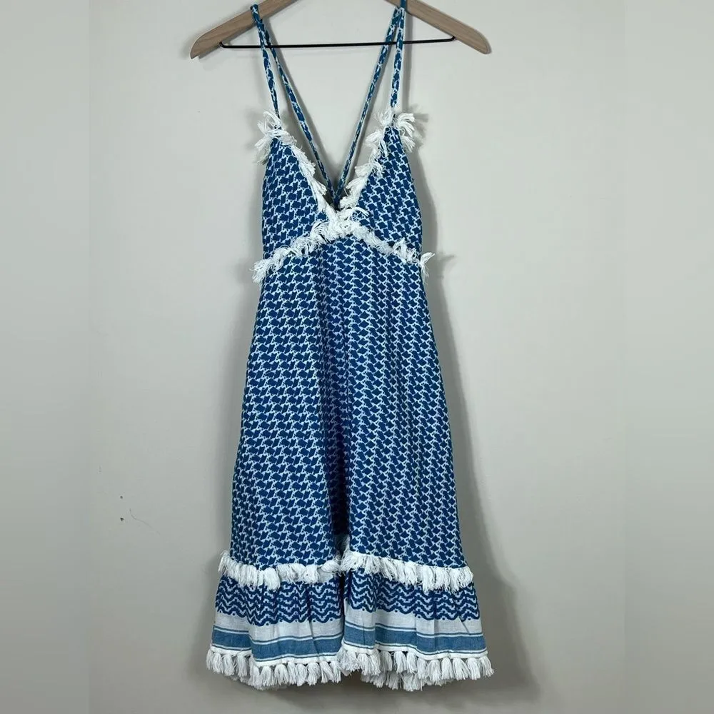 DODO BAR OR Dalal Dress Babydoll Halter Mini Finge Y2K Size Medium Large White - Image 3